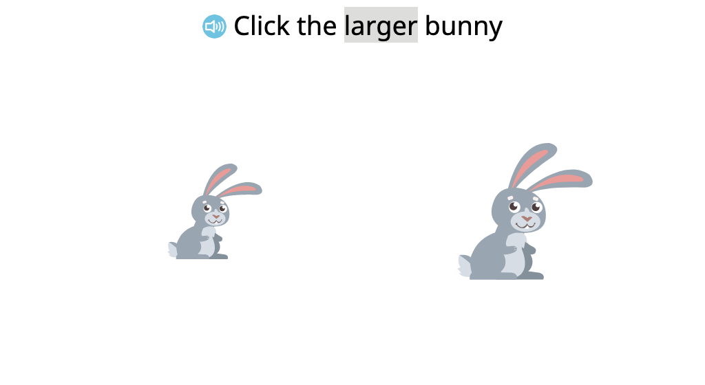Identify which of two similar objects is larger or smaller
