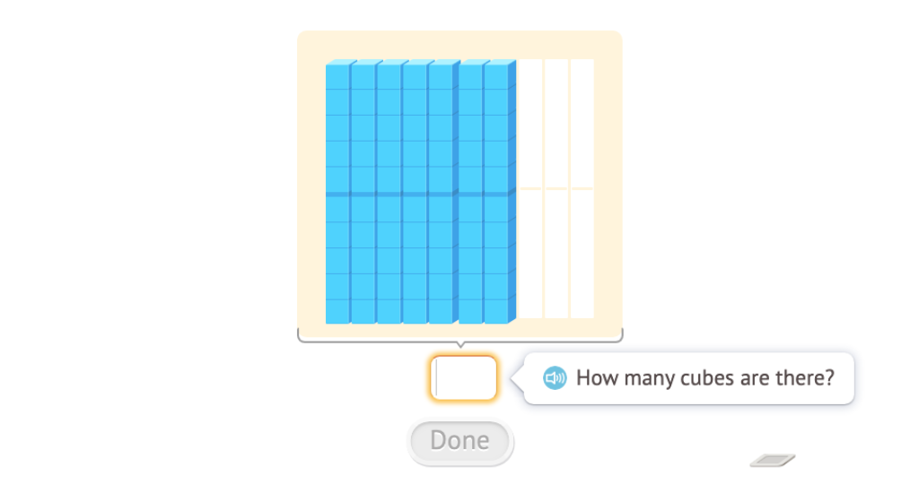 Add across 100 using base-10 blocks