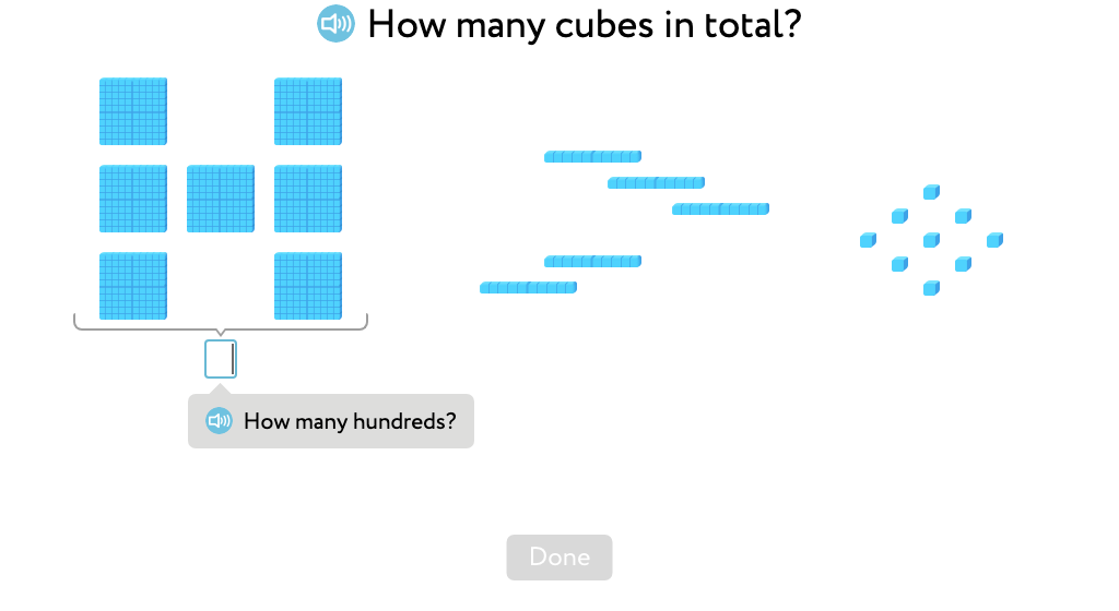 Determine 3-digit totals based on a set of base-10 blocks