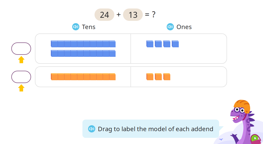 Use base-10 blocks to add 2-digit numbers