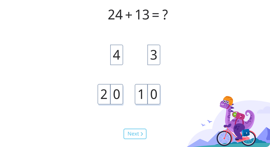 Use understanding of place value to solve addition equations