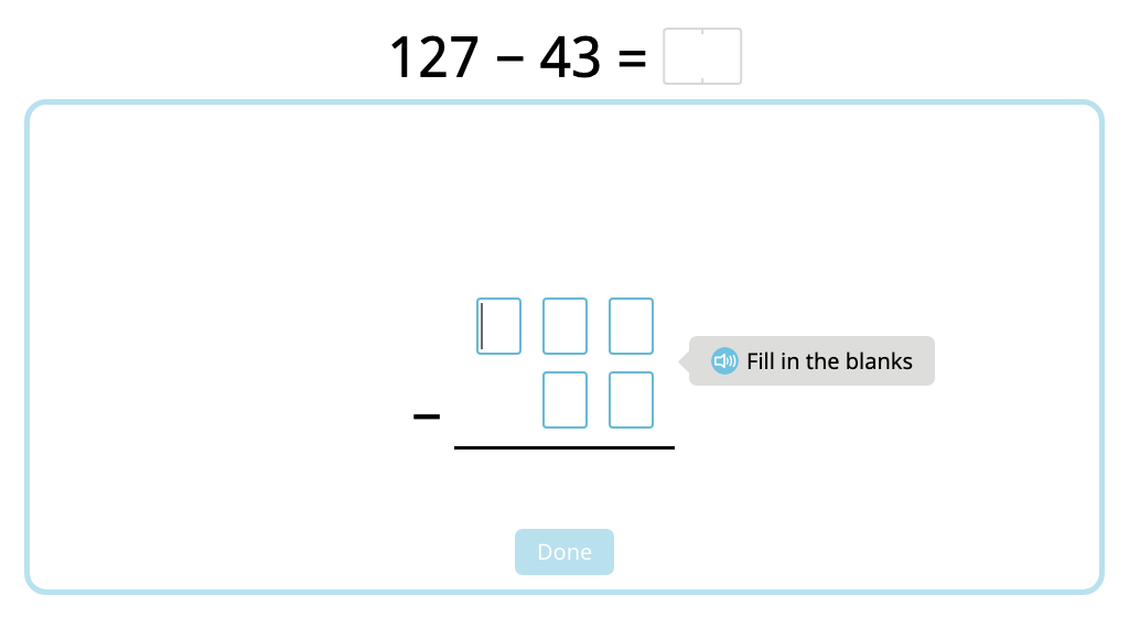 Solve 2- and 3-digit column subtraction with exchanging into the hundreds (Part 1)