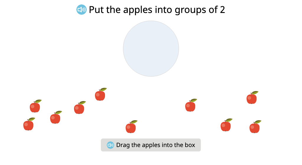 Create equal groups by putting objects into groups of a given size