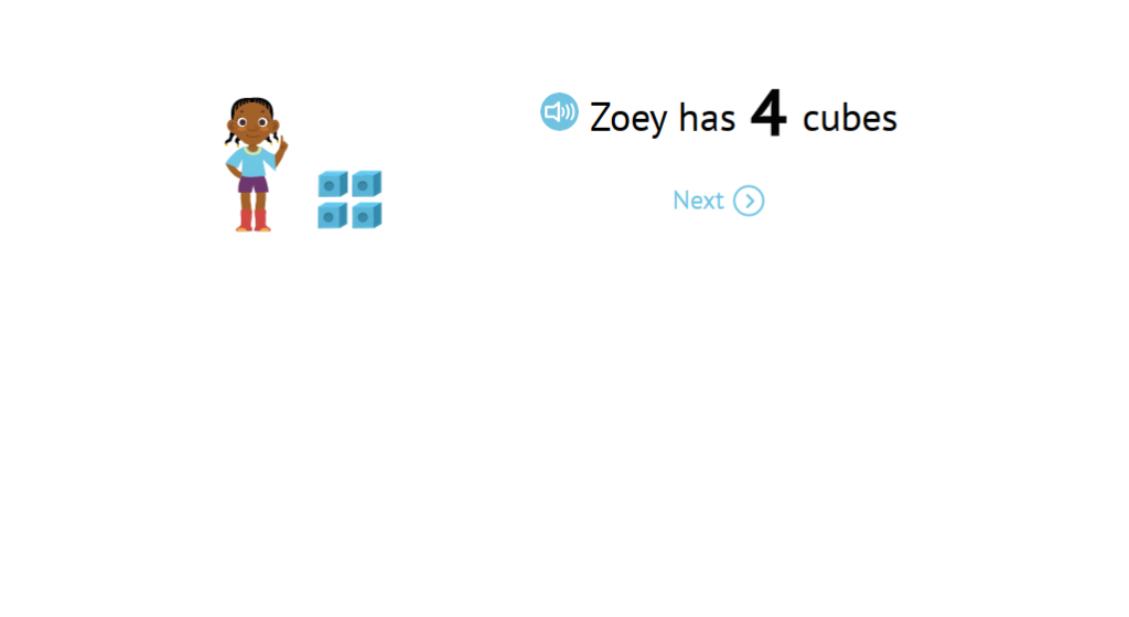Identify a numbered set of cubes that matches an identical set of 4 or 5 numbered cubes