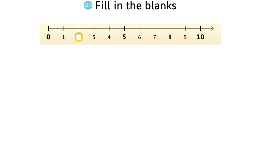 Identify missing numbers up to 5 on a numbered number line