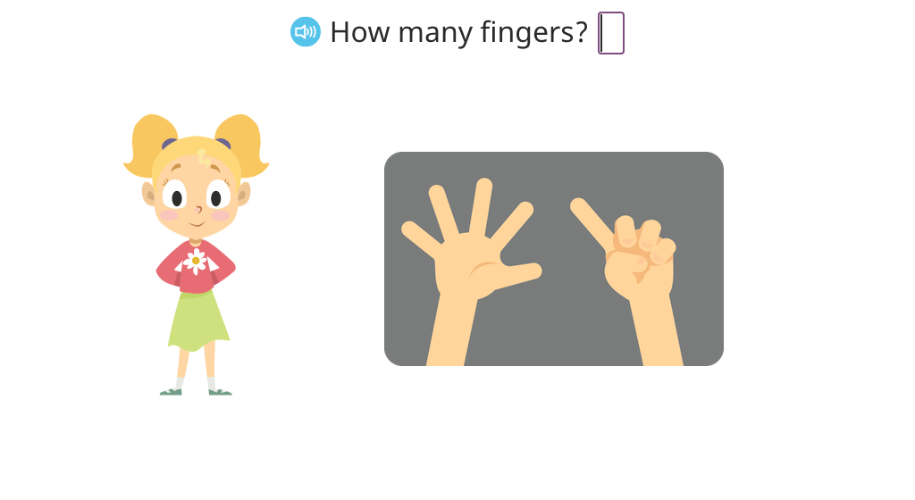 Identify the number of fingers up to 7 displayed on two hands