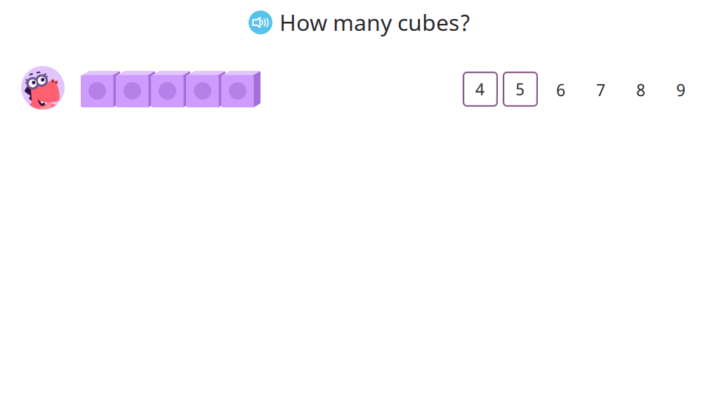 Identify sets of numbered cubes that match a given total up to 9 (Part 1)