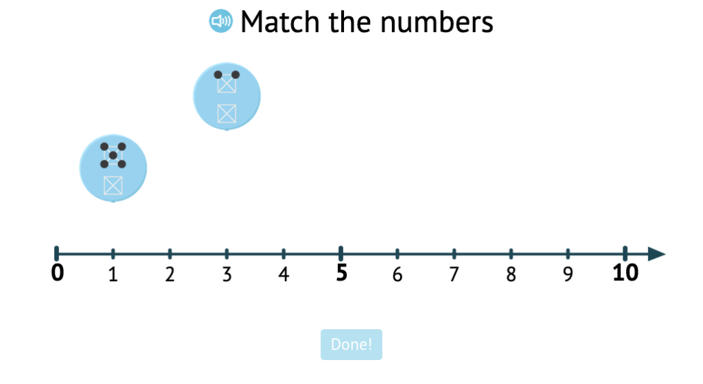 Match patterns of dots to their numbered position on a number line