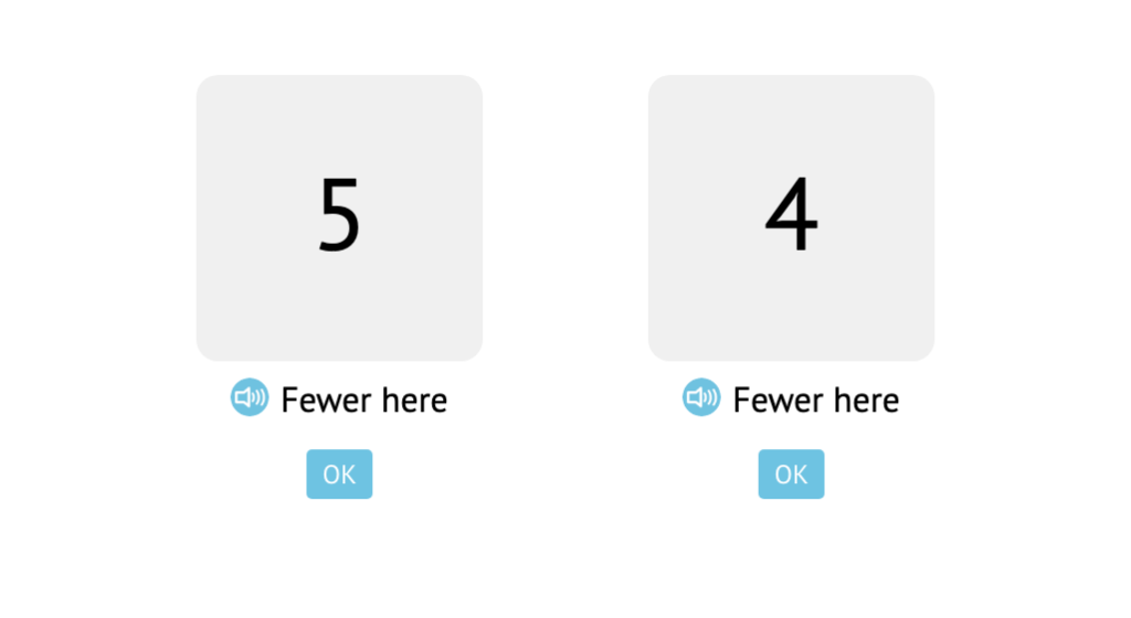 Compare numbers based on more/fewer