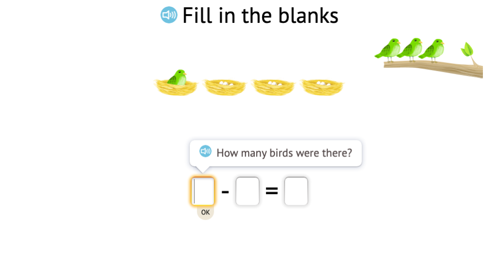 Record subtraction scenarios with objects within 5 as equations