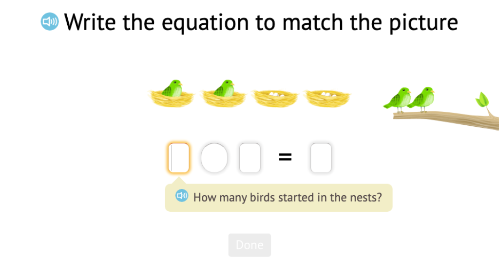 Record subtraction scenarios with objects within 5 as equations with a difference of 0