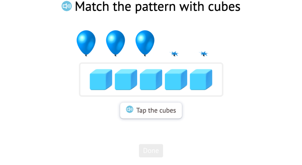 Use base-10 blocks to model an addition scenario with objects to 9 and record as an equation