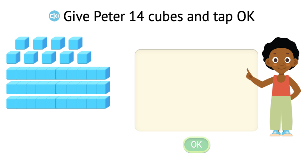 Represent numbers in the second ten using a rod and cubes