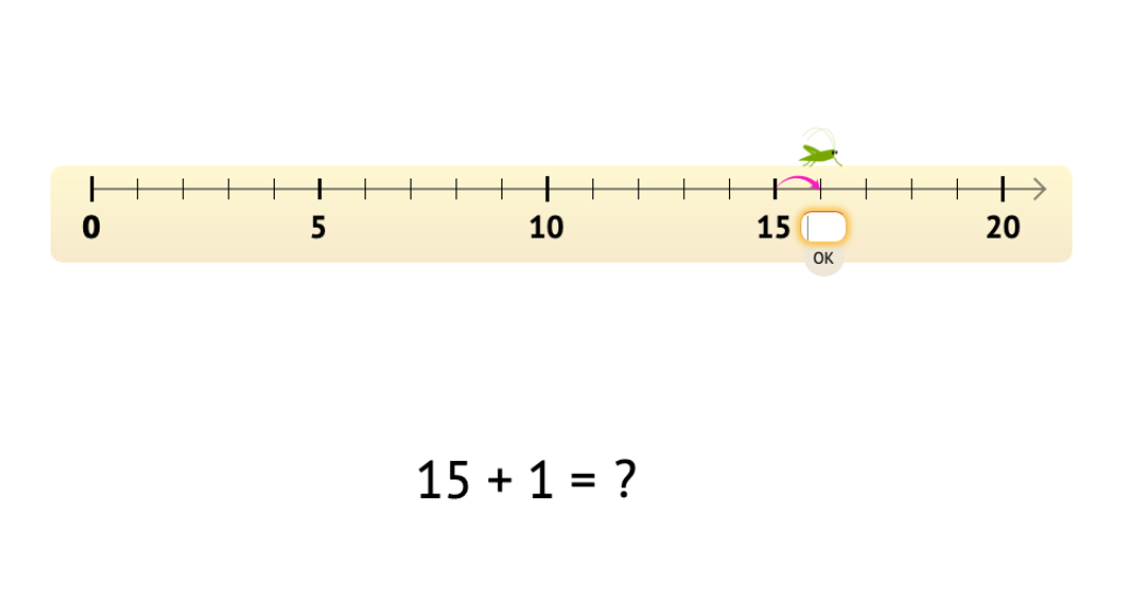 Add 1 to or subtract 1 from numbers 11-20 with and without a number line model