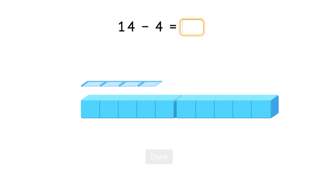 Add to or subtract from numbers 11-20 with and without a model of base-10 blocks 17396