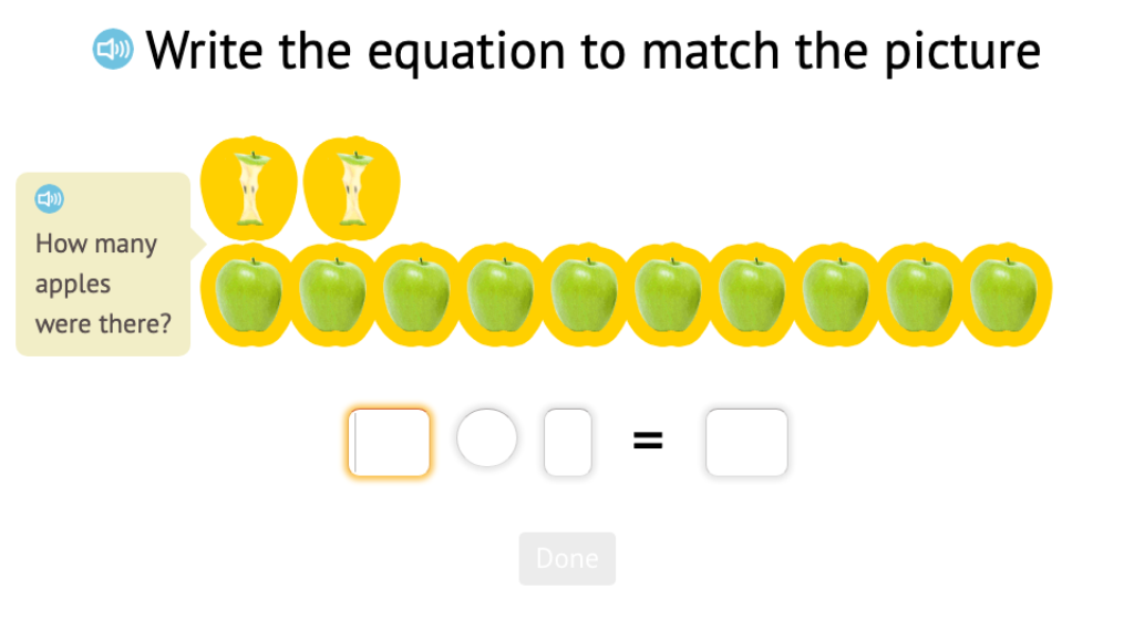 Record +/- equations with numbers 11-20 based on a model of base-10 blocks
