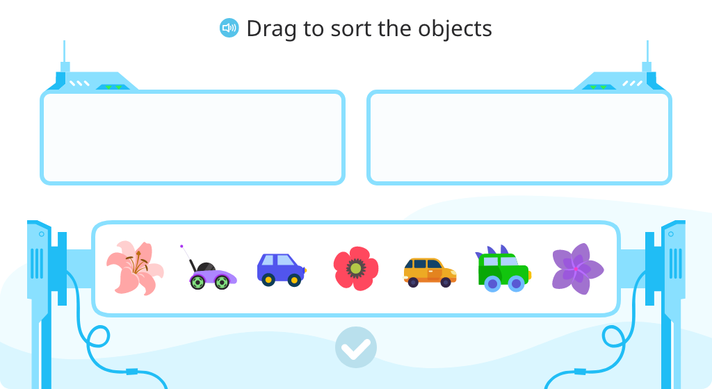 Sort objects into two groups and identify totals