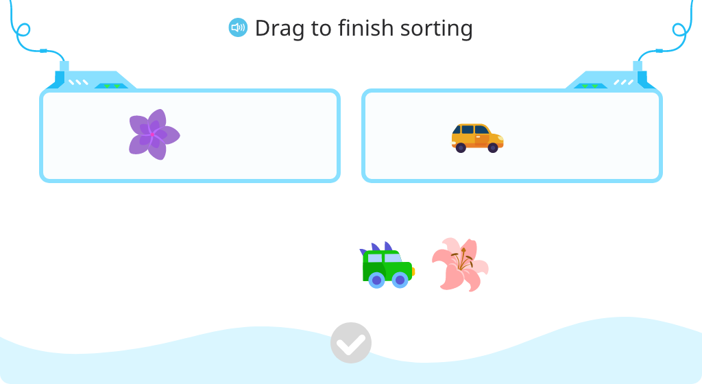 Sort objects into two groups and identify totals