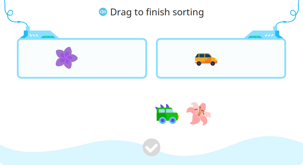 Sort objects into two groups and identify totals