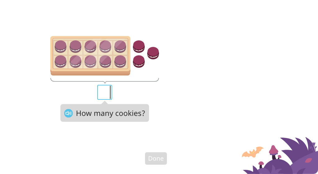 Subtract single digits from numbers 11-19 to make 10