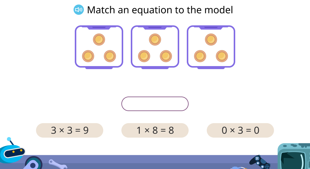 Express multiplication equations based on a model