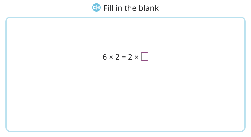 Complete equations to show the commutative property of multiplication by 2 (Level 2)