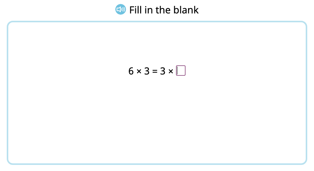 Complete equations to show the commutative property of multiplication by 3 (Level 2)