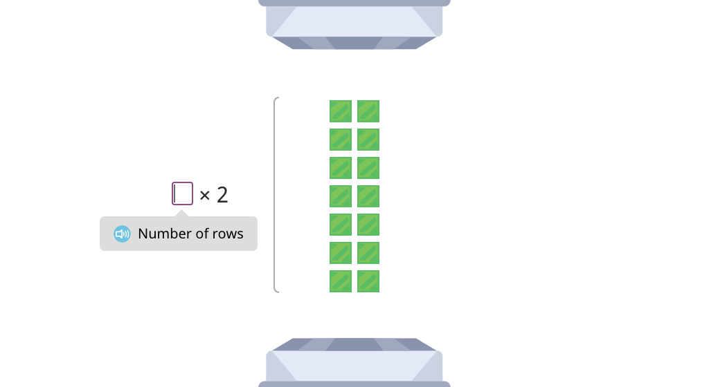 Label arrays with equations to show the distributive property of multiplication by 2 (Part 3)