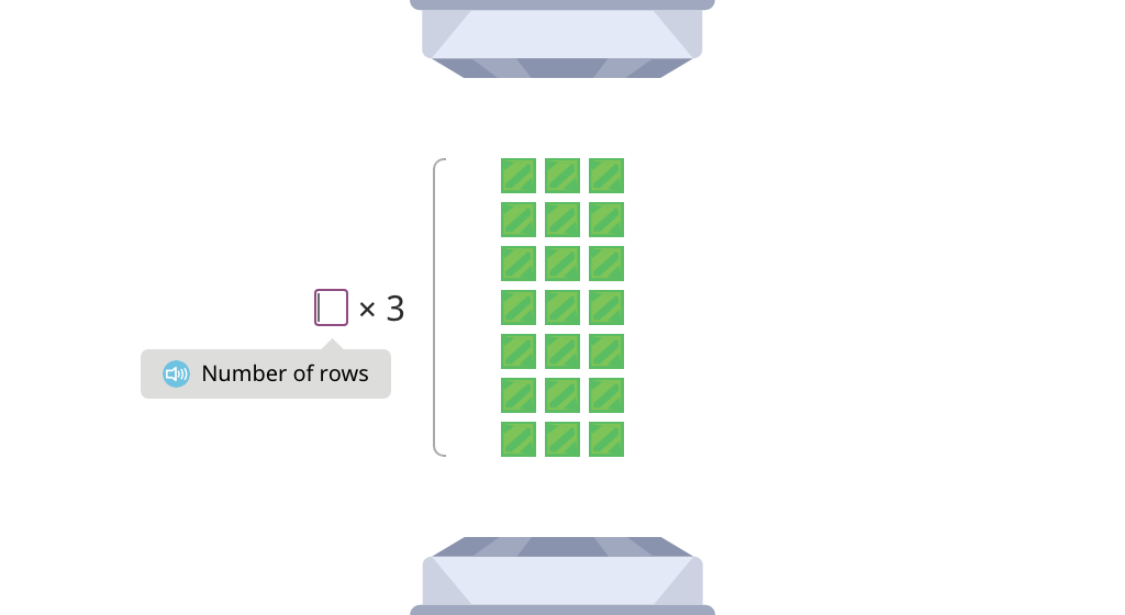 Label arrays with equations to show the distributive property of multiplication by 3 (Part 2)