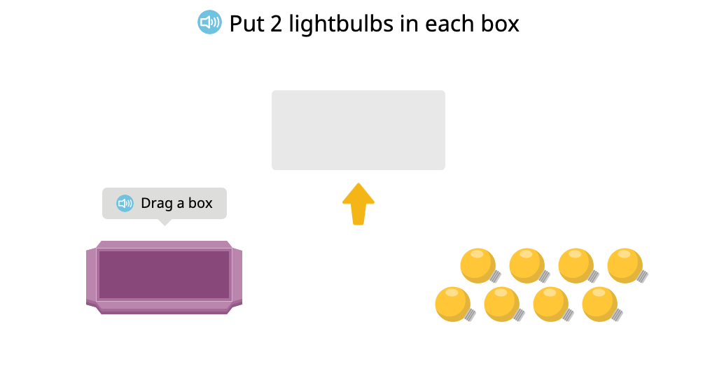 Distribute objects equally to create a tape diagram (How many groups?)