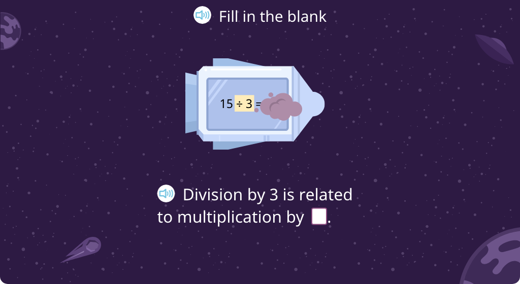 Solve division equations by using the related multiplication fact