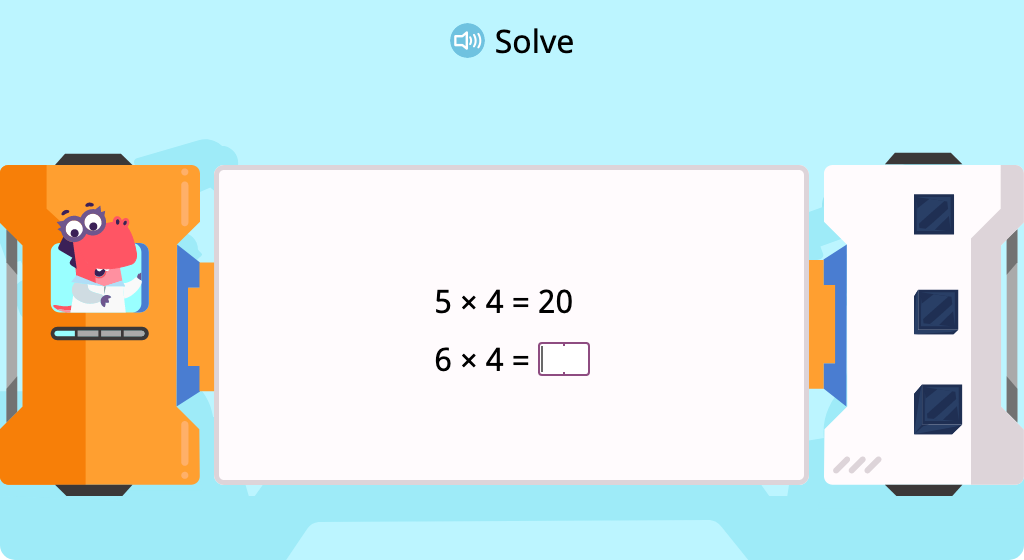 Multiply by 4 to complete a pattern of equations