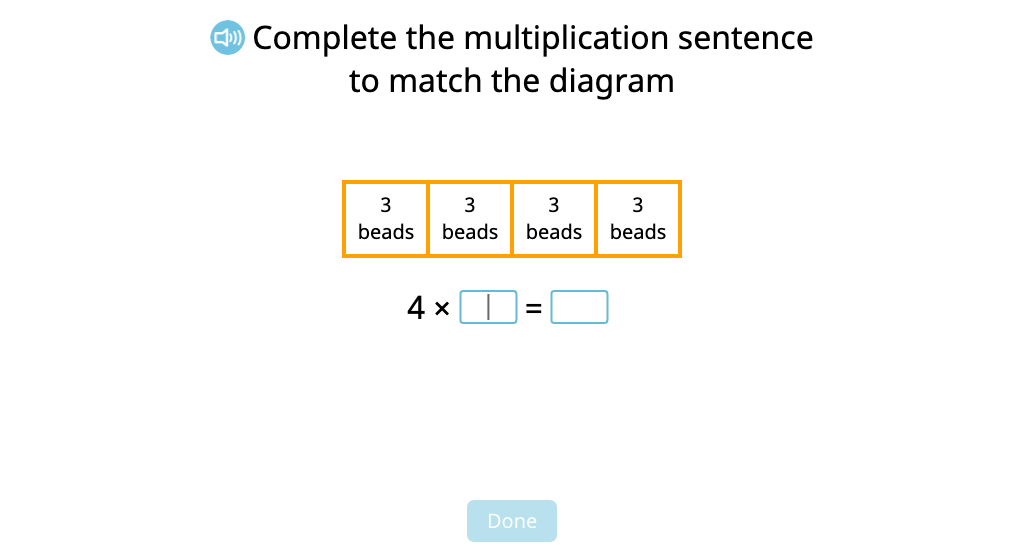 Represent a tape diagram as a multiplication equation (Level 2)