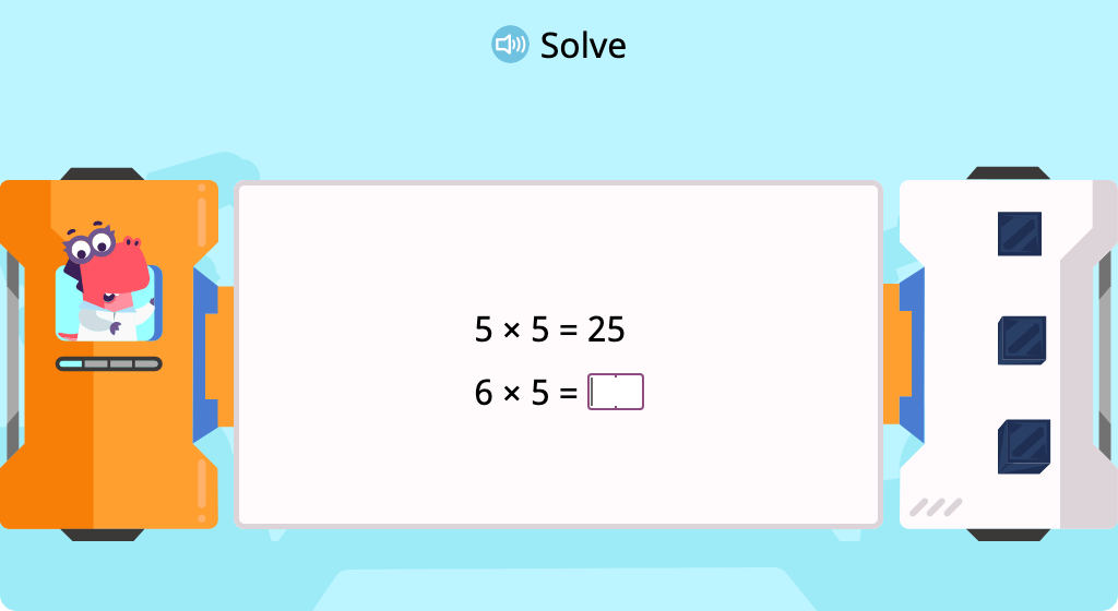 Multiply by 5 to complete a pattern of equations