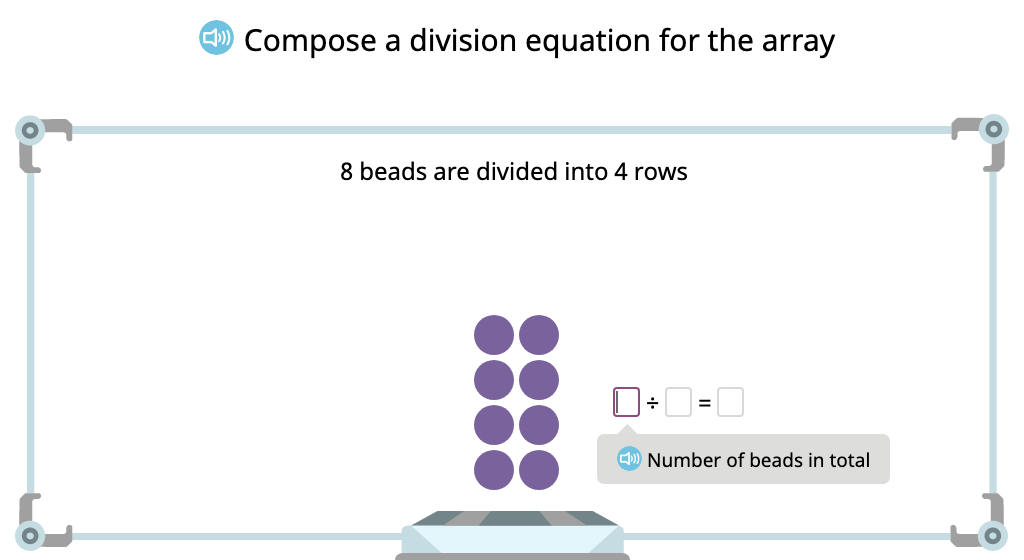 Compose a division equation based on an array