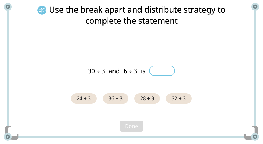 Complete expressions based on the distributive property of division