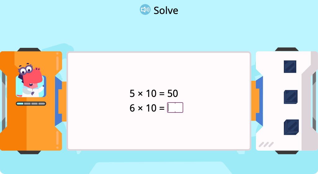 Multiply by 10 to complete a pattern of equations (Level 2)