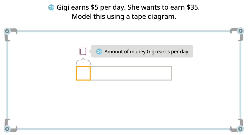 Solve word problems using tape diagrams and division equations (Level 1)