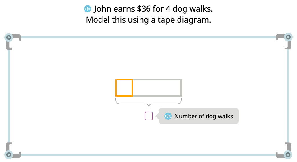 Solve word problems using tape diagrams and division equations (Level 2)