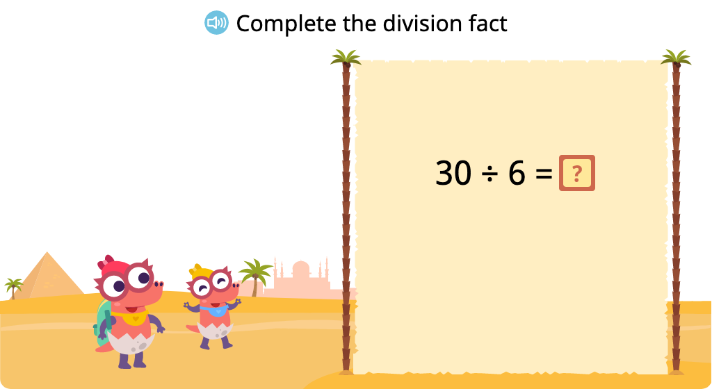 Solve for an unknown represented by a letter in division equations