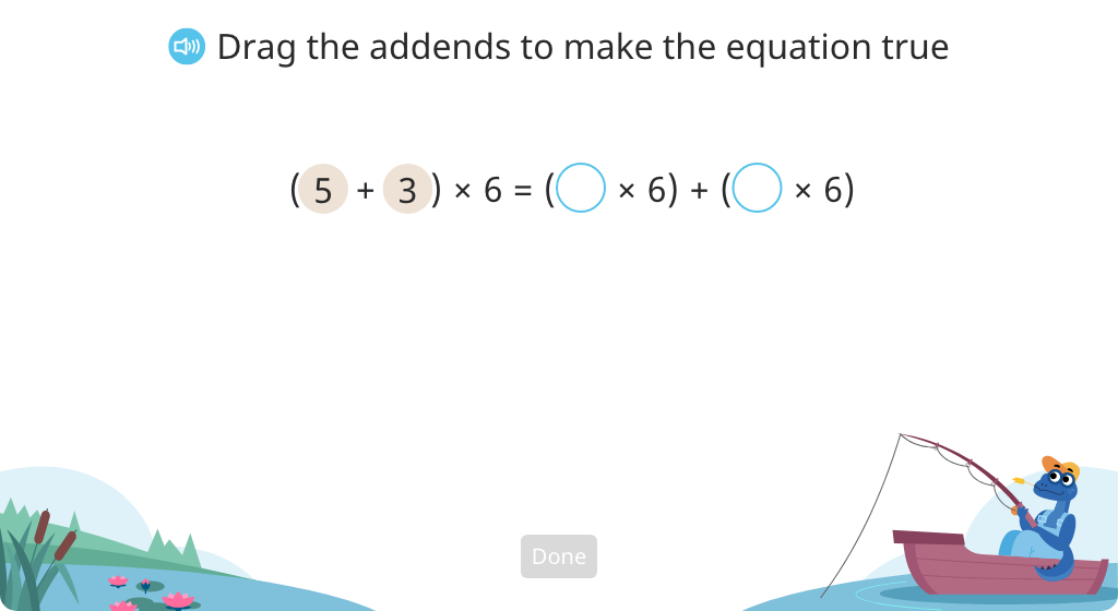 Use the distributive property of multiplication to solve equations (Level 1)