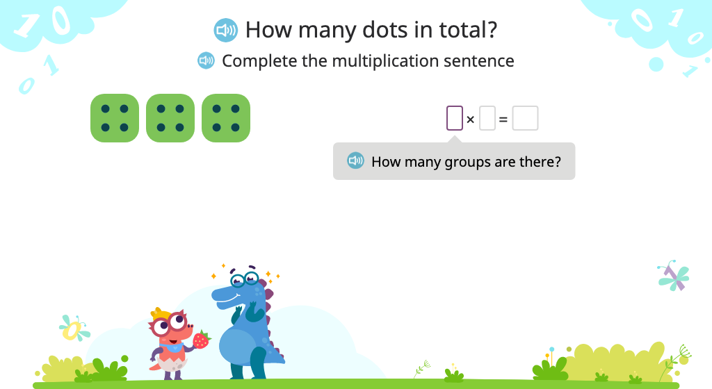 Compose a multiplication sentence (including 1 x n) to represent a mode