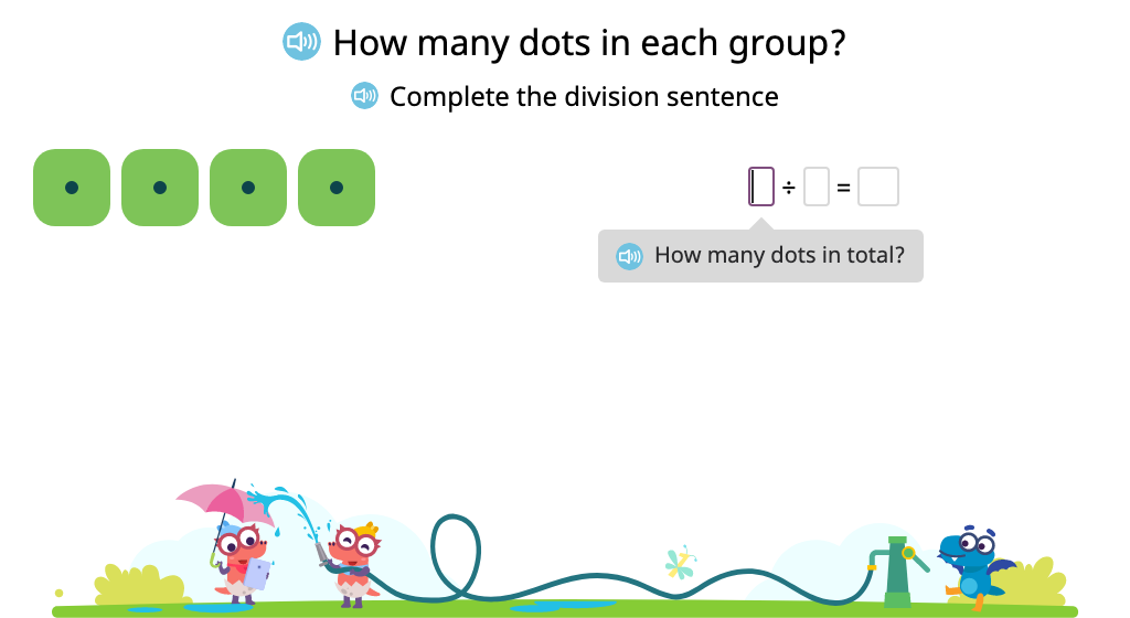 Solve division problems in which a number is divided by itself