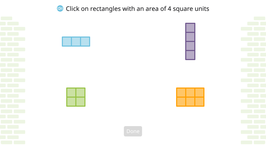 Identify shapes that have a given area