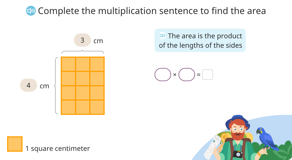 Multiply to find the area of a tiled rectangle (Level 2)