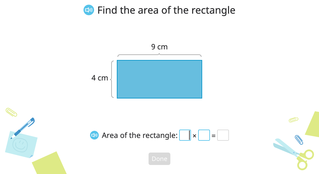 Multiply or subtract to find areas of rectangles without gridlines