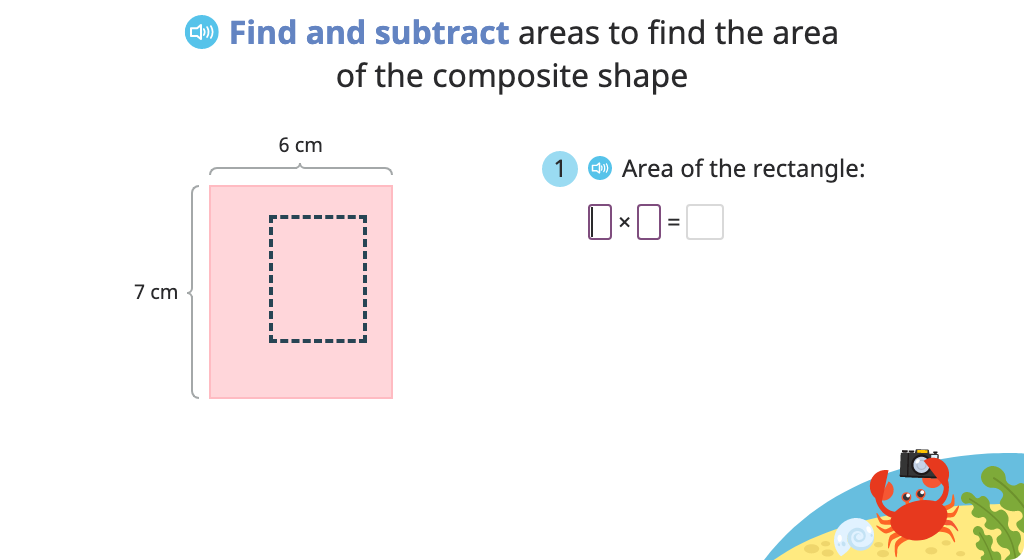 Determine area of a composite shape by completing the rectangle and subtracting the area of the missing piece (Part 2)