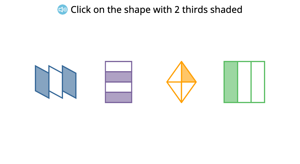 Identify shapes that have a given portion shaded