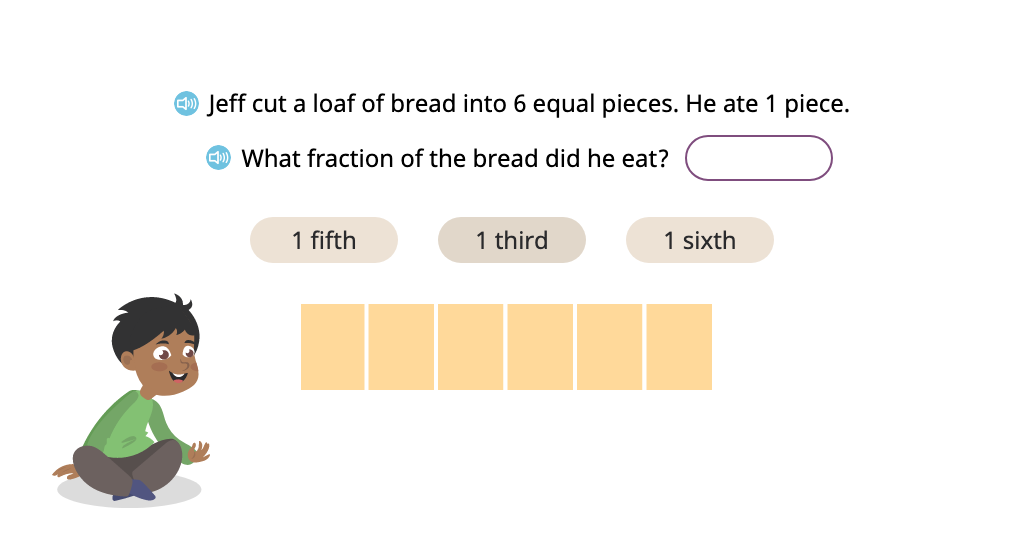 Solve word problems involving equal parts of a whole