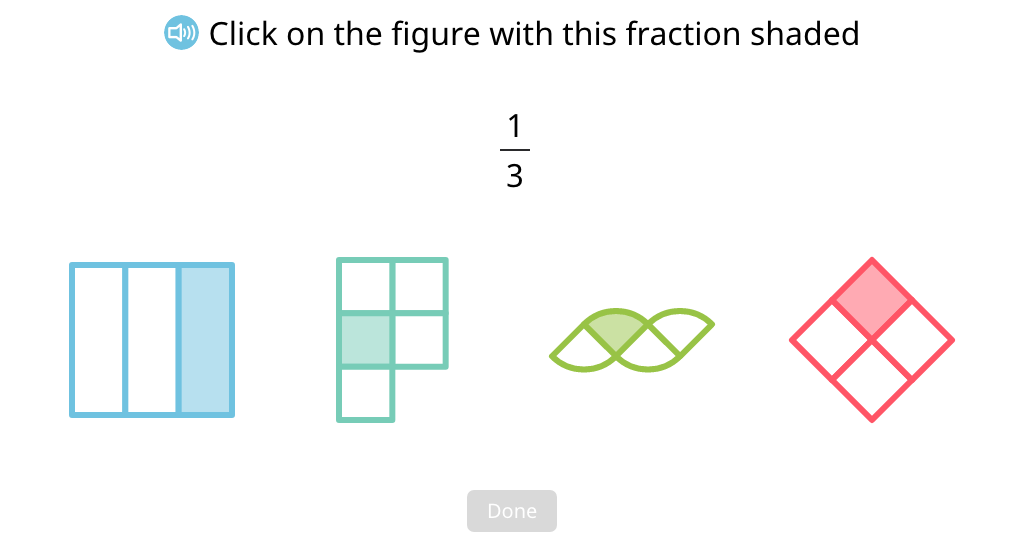 Identify figures that have a given unit fraction shaded